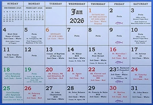 2026 Liturgical Mini Calendar
