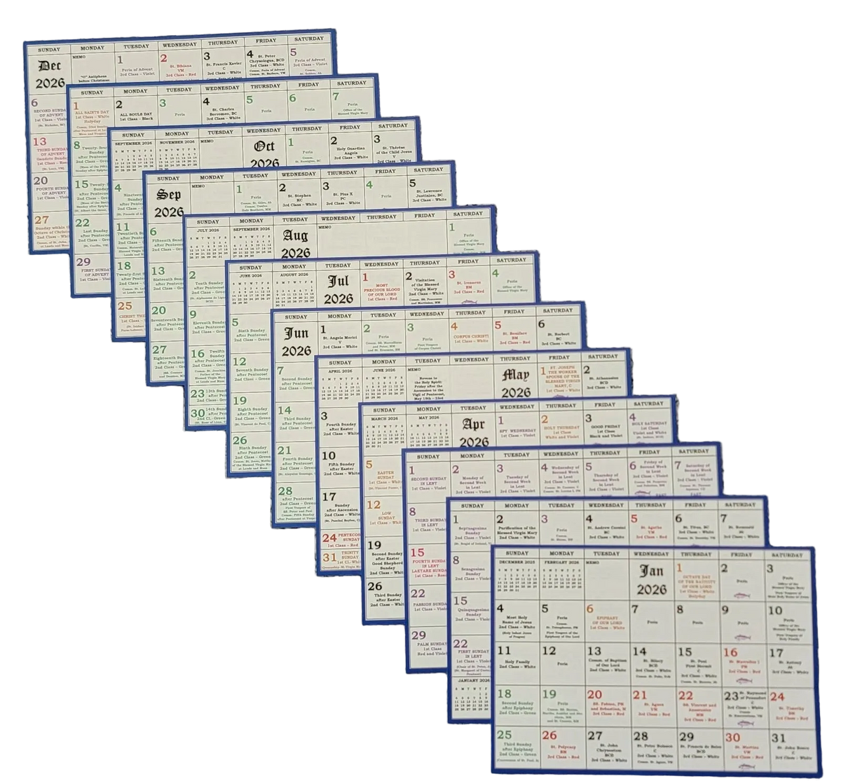 2027 Liturgical Mini Calendar